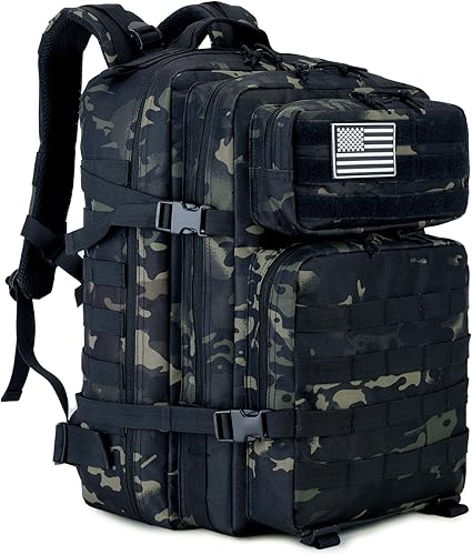 Miniatura 9 de Mochila táctica militar de 45L para hombres y mujeres Bug Out Bag Assault Pack Molle Daypack Senderismo Trekking Mochila, Rojo -, Grande, Atlético