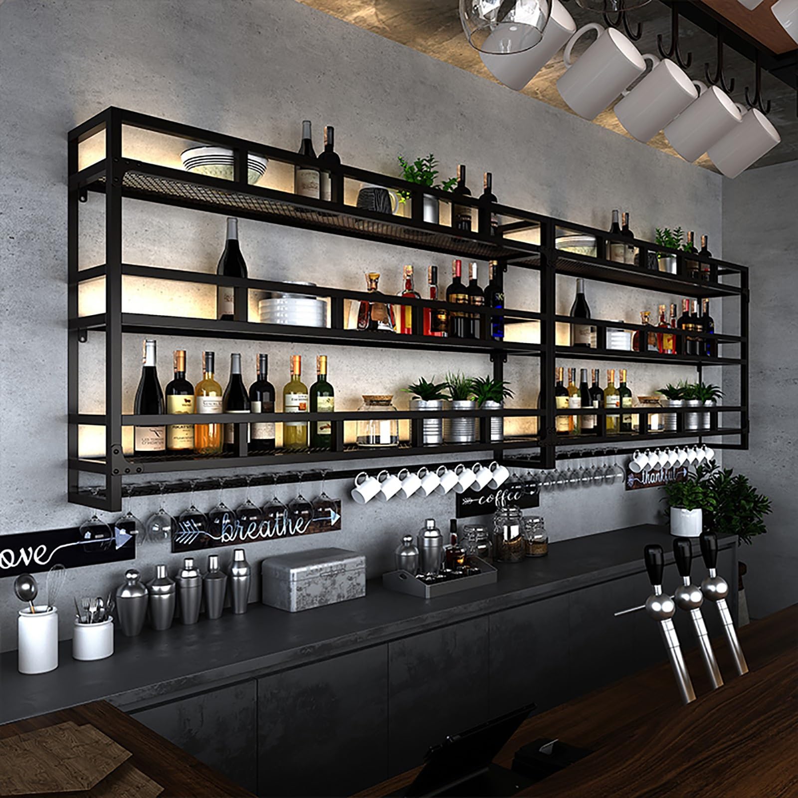 Botellero Vino Pared,Estantería De Botellas De Vino,Estante De Almacenamiento De Botellas De Vino,Soporte Para Copas De Vino,Estante De Exhibición De Vidrio De Vino,Botelleros,Wine Rack,Enfriador Vino