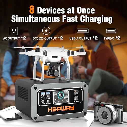 Miniatura 6 de Estación de energía portátil H30, batería LiFePO4 de 300 W, generador solar de 288 Wh, 2 salidas de CA de 120 V, salida PD 100 W USB-C, banco de