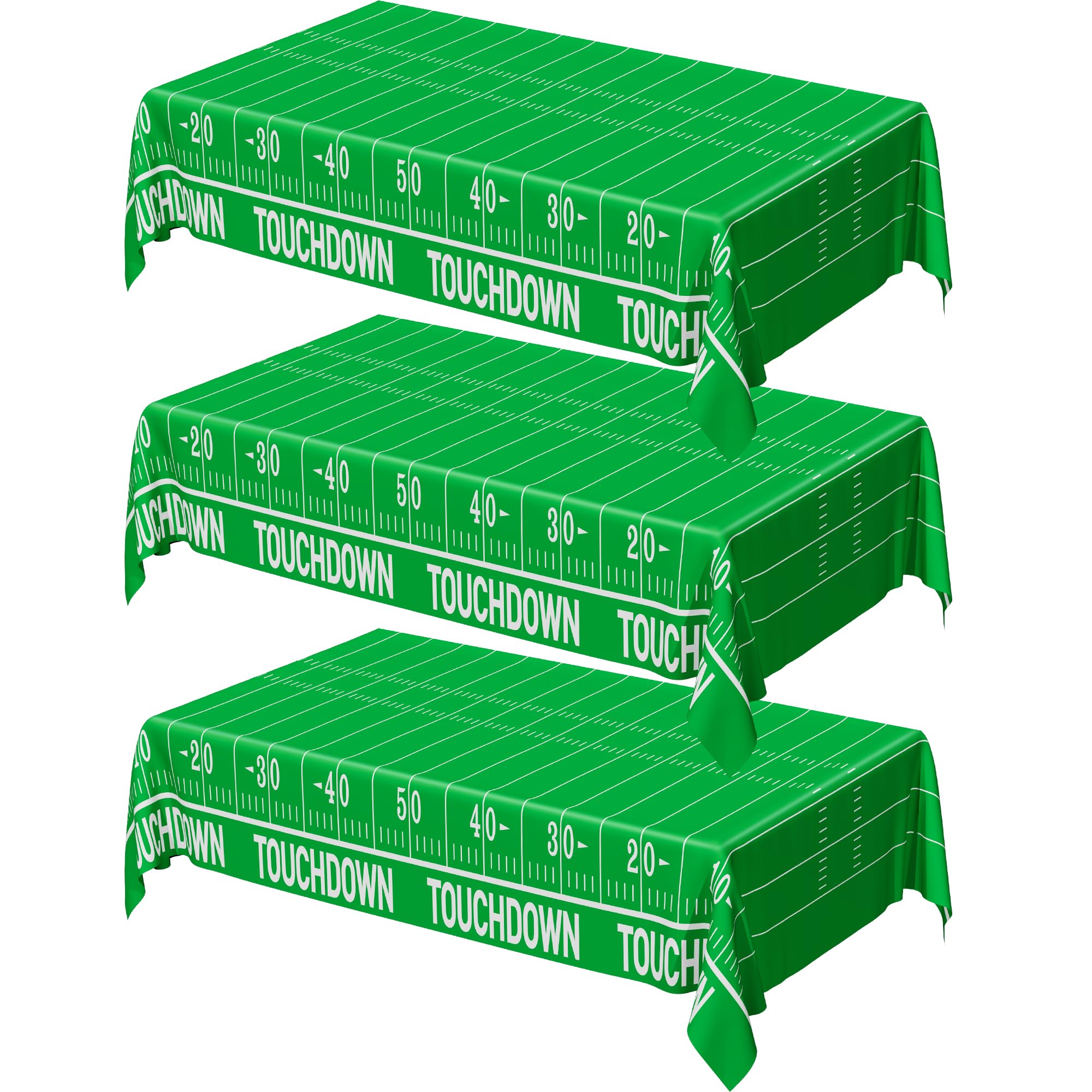 QZYL Football Party Supplies - 3PCS Touchdown Tablecloths, Disposable Tablecloths, Plastic Table Cover, Touchdown Theme Table Runner for Game Day, Birthday Party Decorations