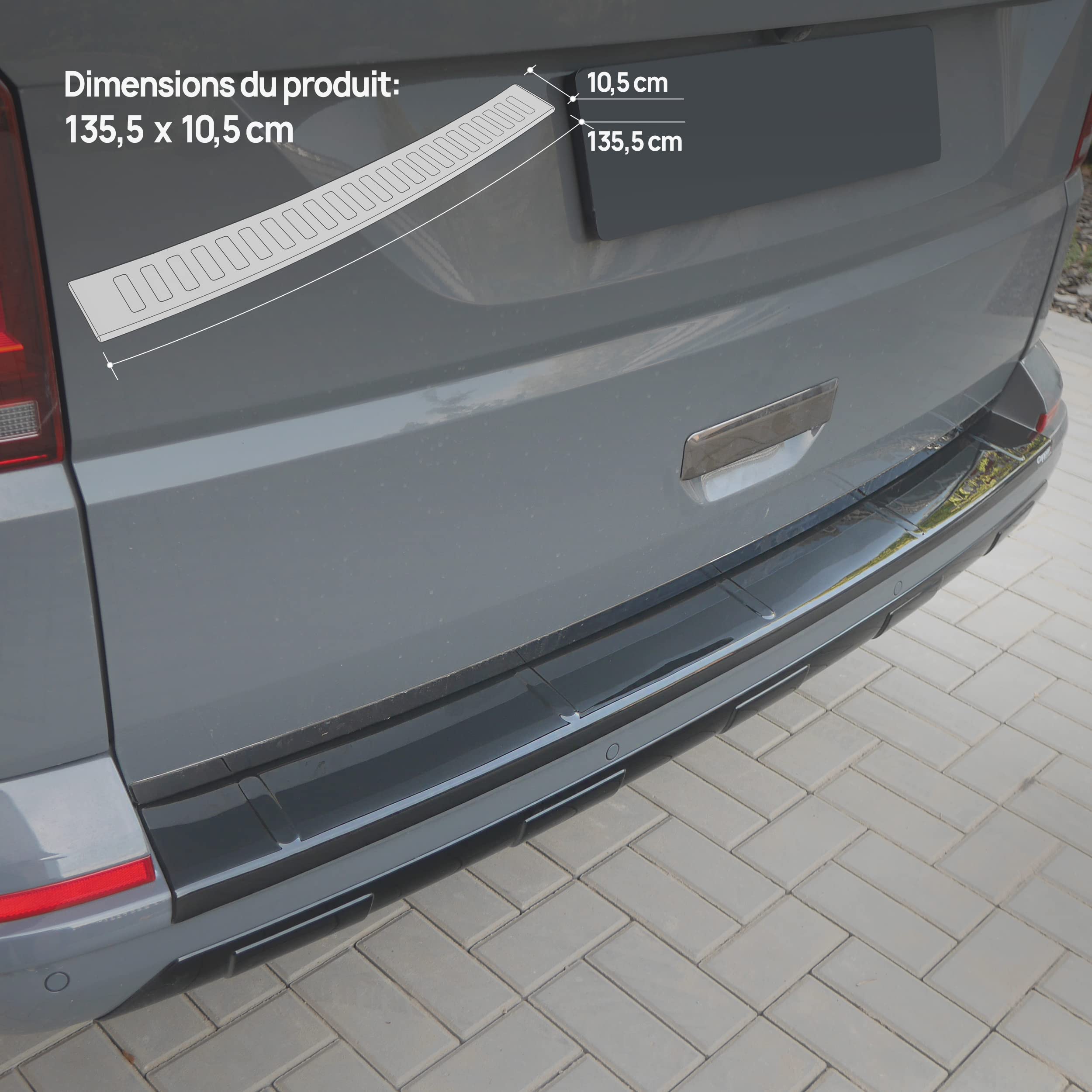 Amenagement Van CHROMEMASTER | Protection De Pare-Chocs Arriu00e8re | Compatible Avec Volkswagen VW T6 2015- | Acier INOX Brossu00e9, Argent Mat | Protection De Seuil De Van Aménagé