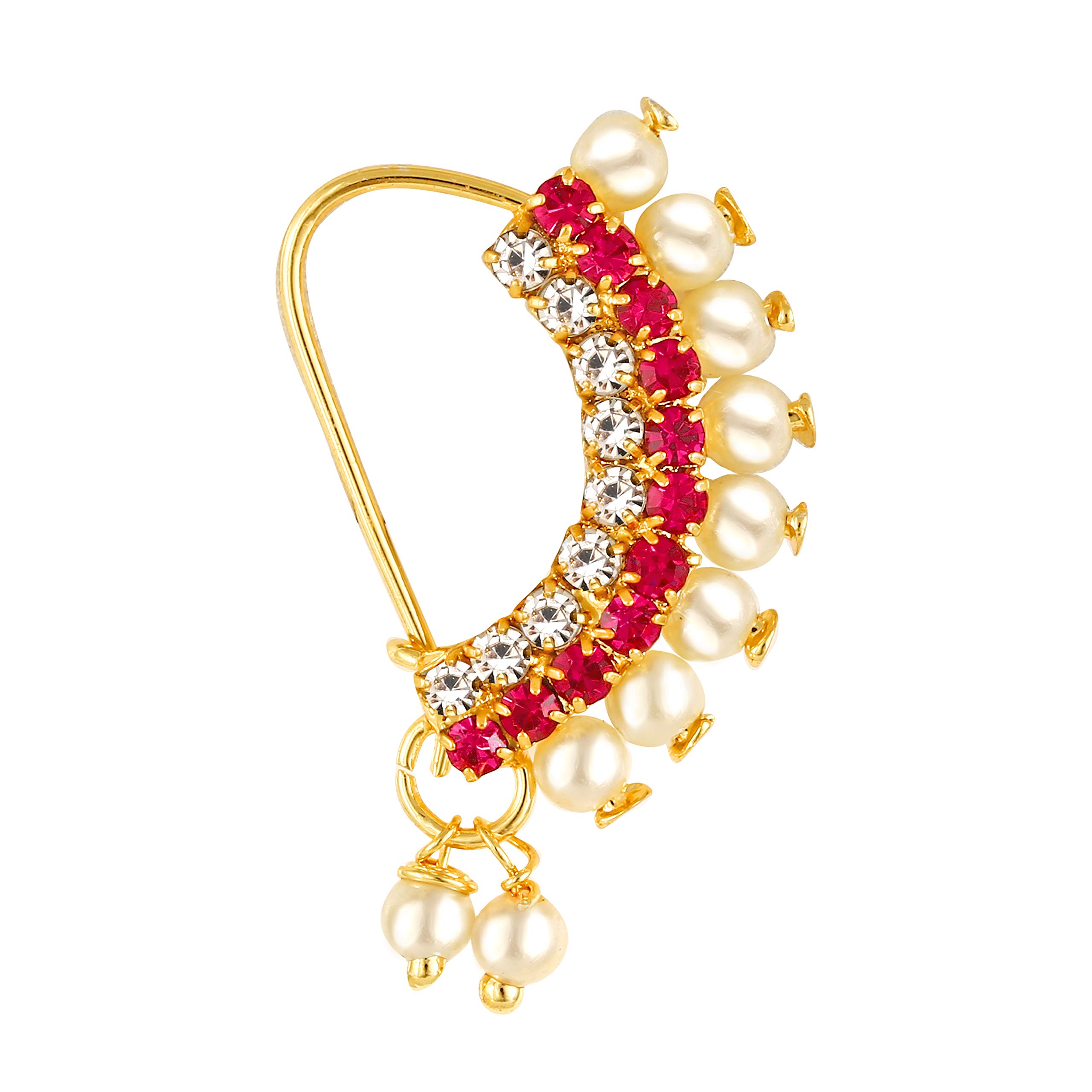 Vighnaharta Gold Plated with Peals Alloy Maharashtrian Nath Nathiya./ Nose Pin valentine day gift valentineday gift for her gift for him gift for women gift for women VFJ1010NTH-TAR-image-28