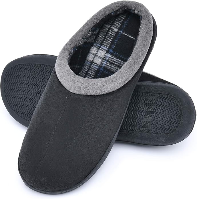 Amazon.com | LORDFON Memory Foam Mens Slippers Slip-On Comfy House Slippers for Men Indoor ...
