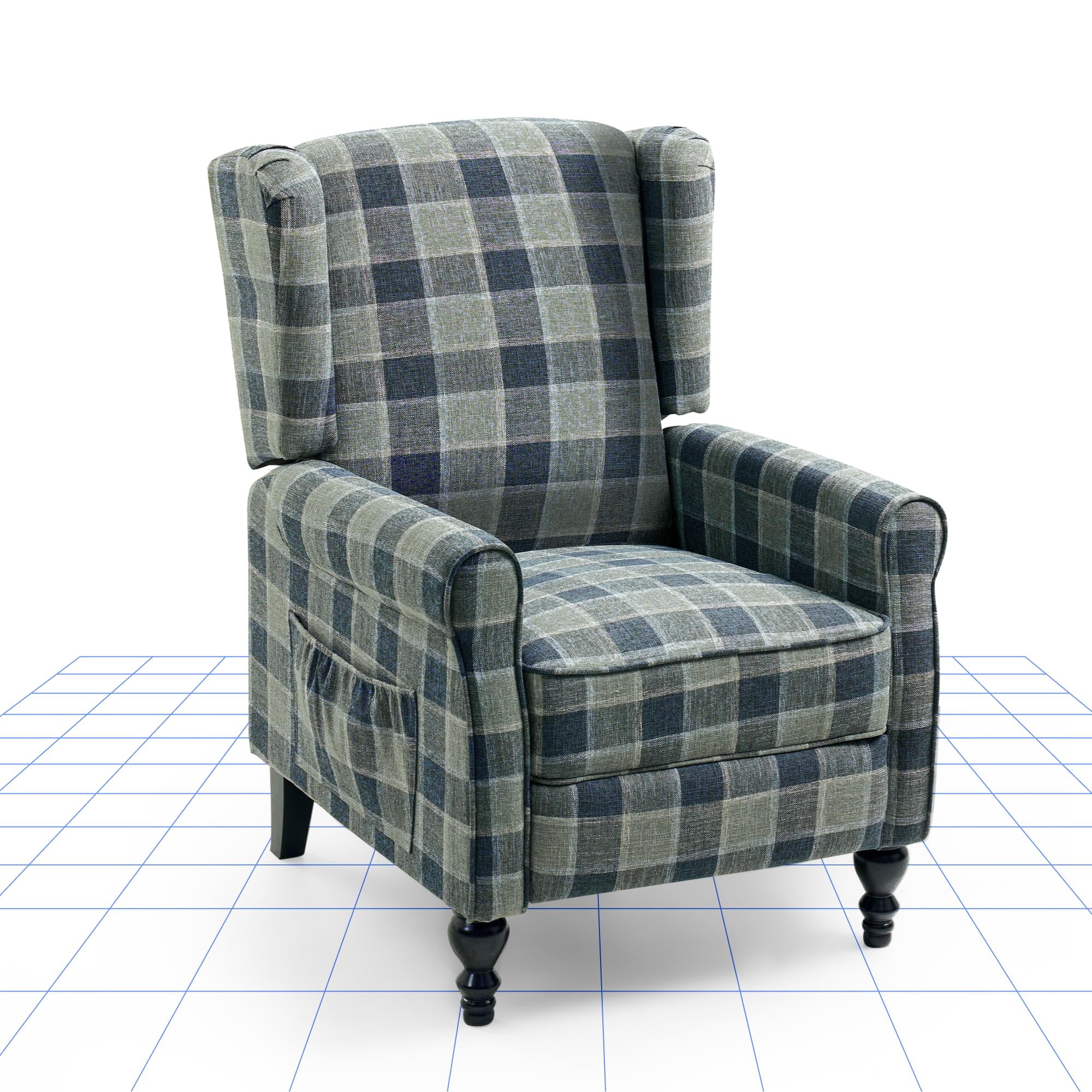 FLEXISPOT Recliner Chair Armchair Adjustable Single Chair Sofa for Relaxing Accent Chair Pushback for Living Room Bedroom Wing Back Reclining | Grey
