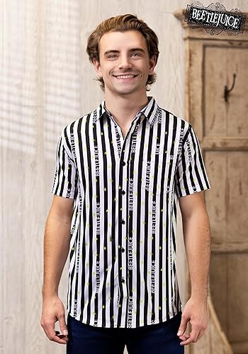 Miniatura 5 de Adult Beetlejuice Themed Button-Up Shirts Halloween Movie Themed Novelty Hawaiian Shirts for Men & Women