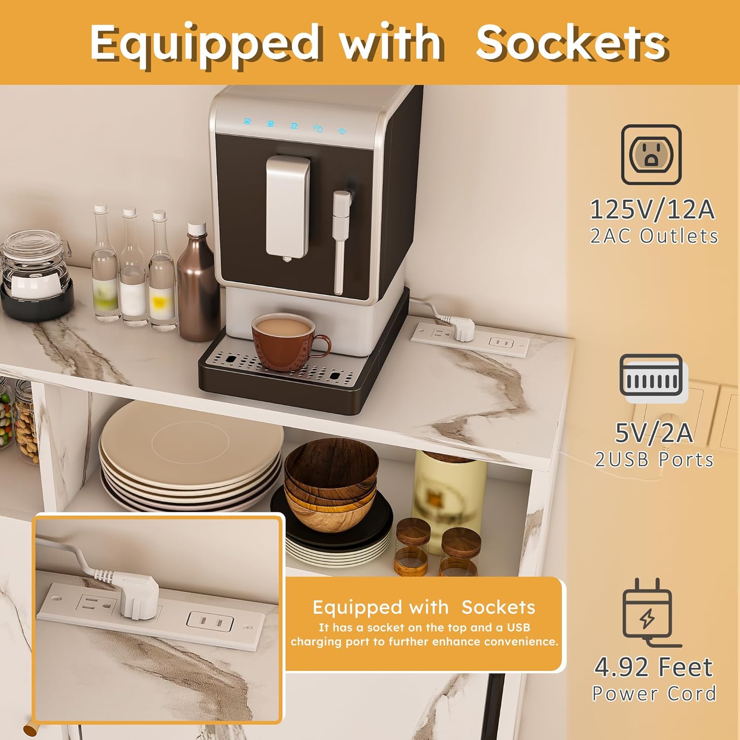 Montary Multifunctional Folding Dining Table with Wall-Mounted Sideboard & Storage for Small Apartments, Movable Kitchen End Table Extendable Dining Table Set for 2-6 People, White