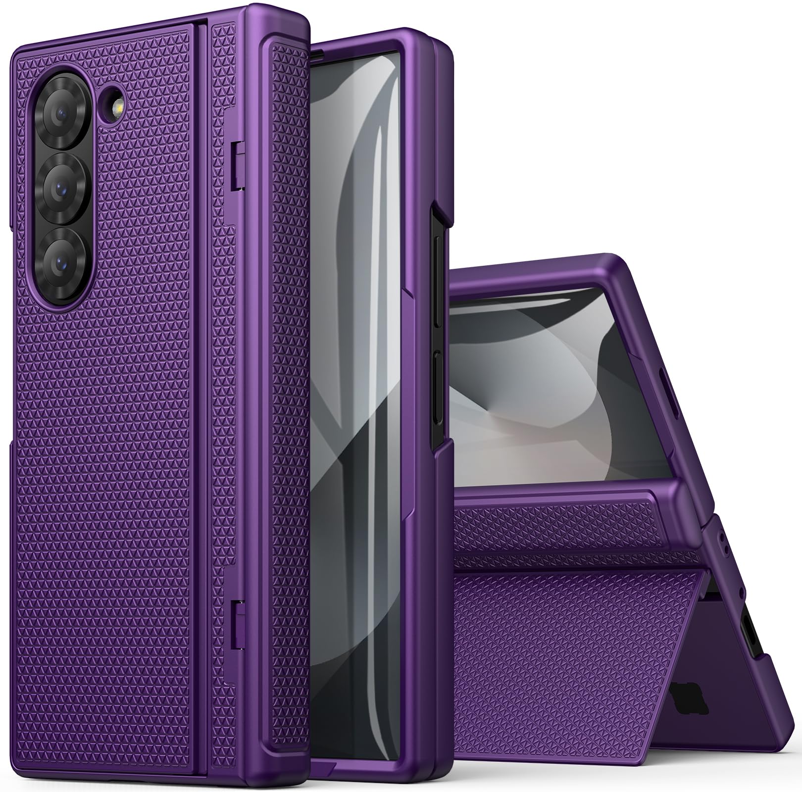Funda para Samsung Galaxy Fold 6 con Soporte Oculto, Morado Oscuro