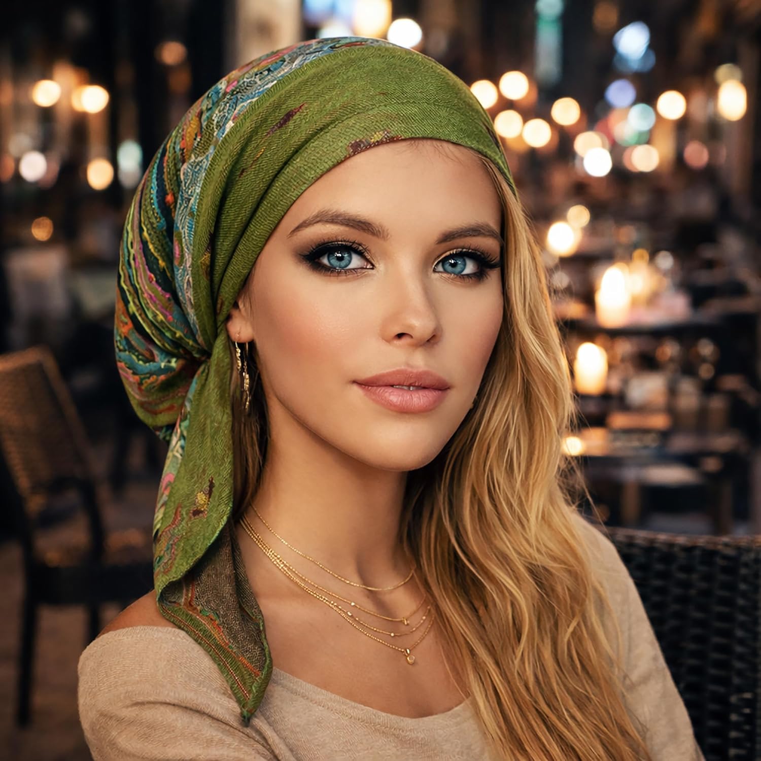 ShariRose Cashmere Headscarf Headwear for Women Tichel Super Soft Headcovering Head cover Head wear Pre tied Bandana Handmade - Image 4