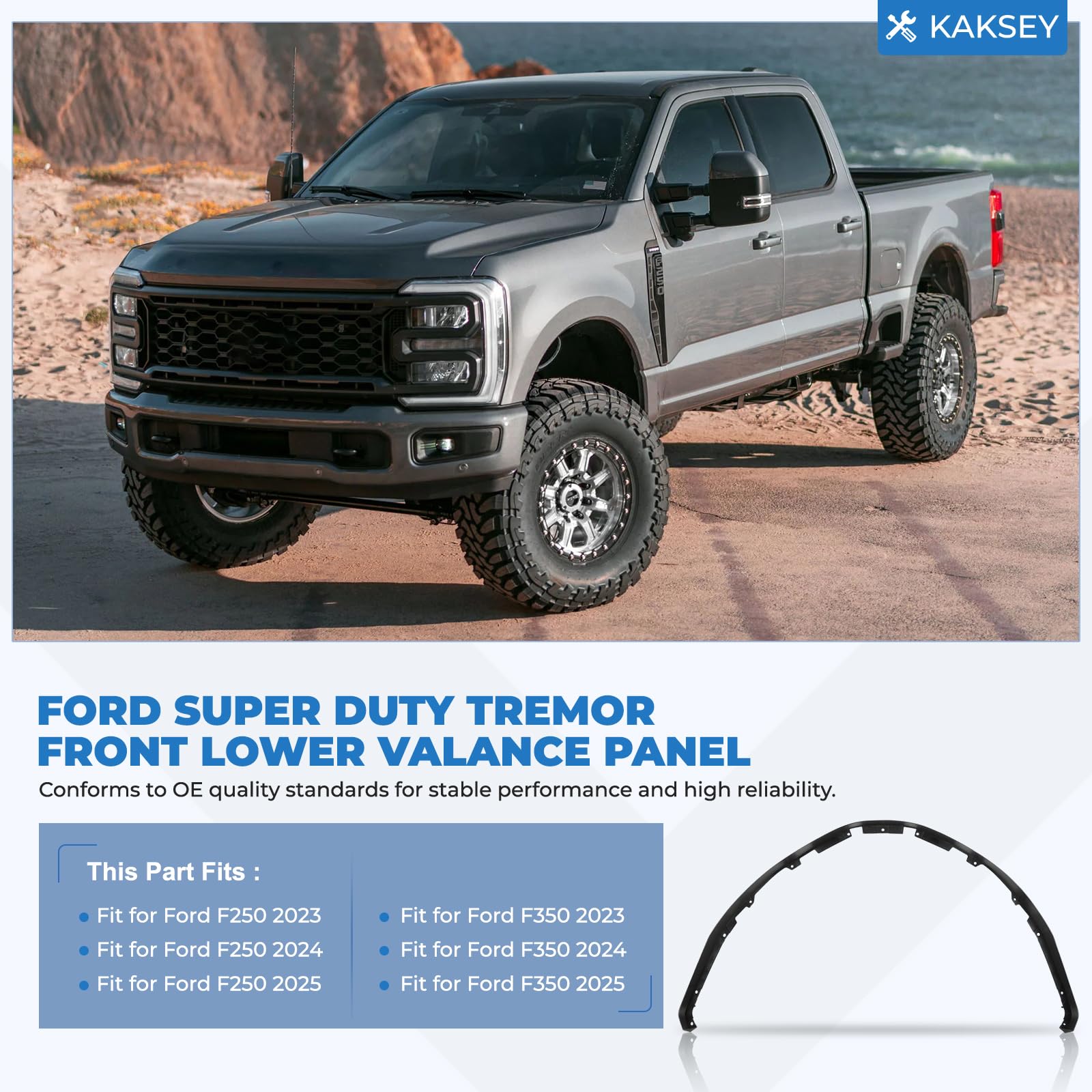 Front Bumper Valance Panel Deflector Air Dam, Compatible with 2023-2024 Ford F250 F350 Super Duty Tremor Accessories PC3Z-17626-CA