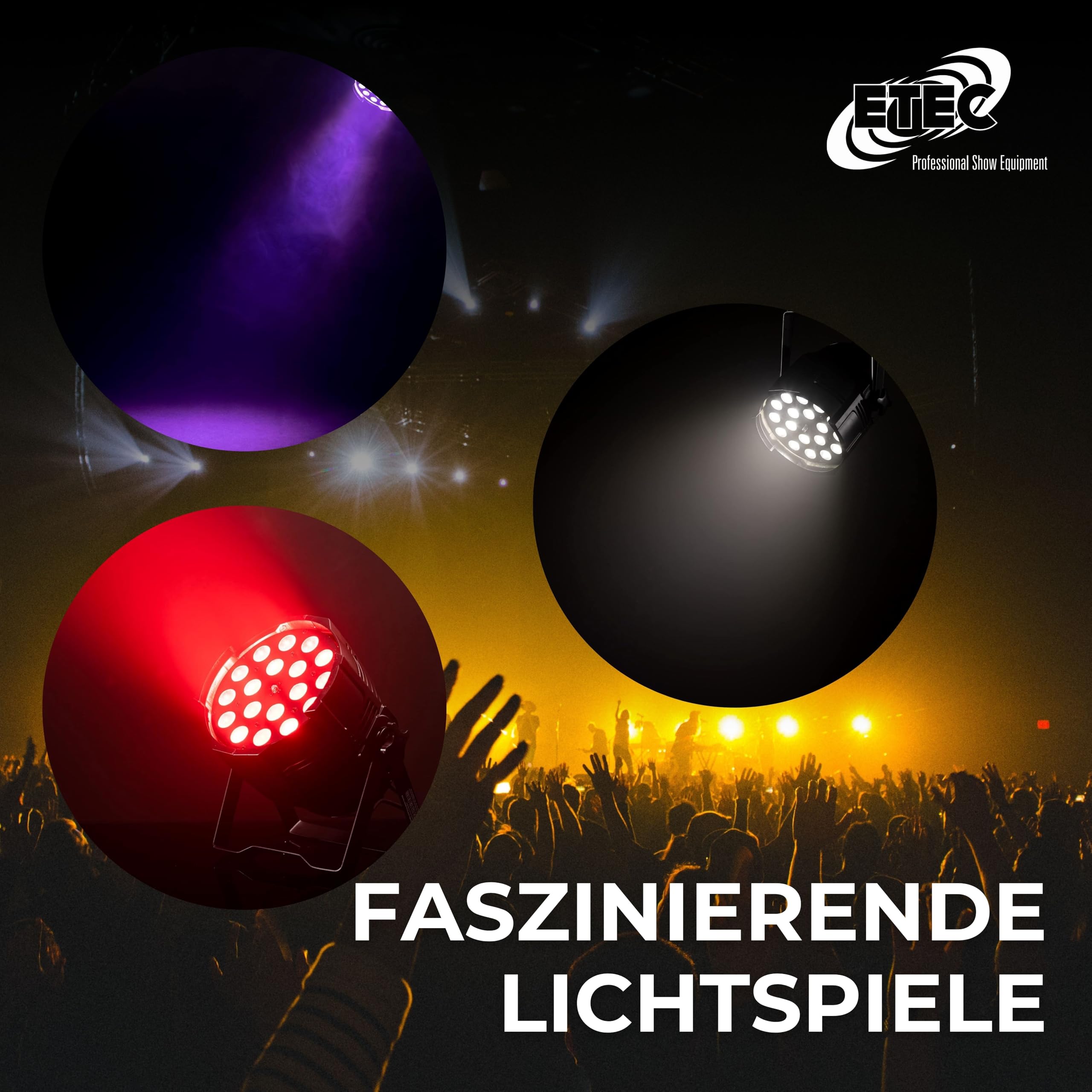 ETEC Professional LED PAR 64 18x15 Watt RGBWA 5in1 Zoom Studio Scheinwerfer - Disco Party Beleuchtung DJ Club Veranstaltungstechnik Theater Bühne Farbmischung