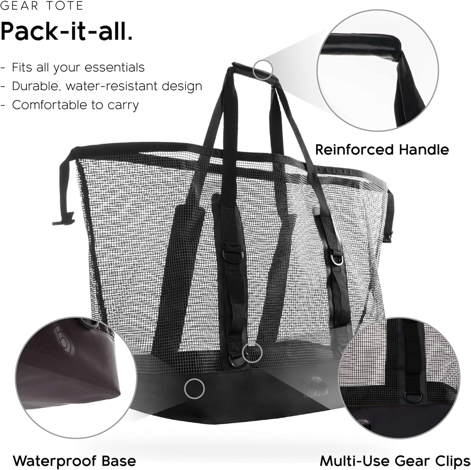 MISSION Boat Gear CASSI Heavy-Duty Outdoor Tote and Waterproof Marine-Grade Mesh Boat Bags