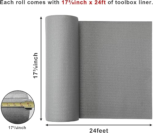 Miniatura 2 de CASOMAN Revestimiento profesional para caja de herramientas y cajón, gris, de goma espuma antideslizante de fácil corte, para cajón, forros gruesos