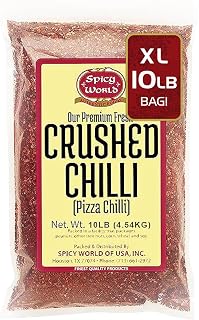 Spicy World Crushed Red Pepper Flakes 10lb Bulk - Premium Chili Flakes for Pizza, Pasta, Sauces & Rubs