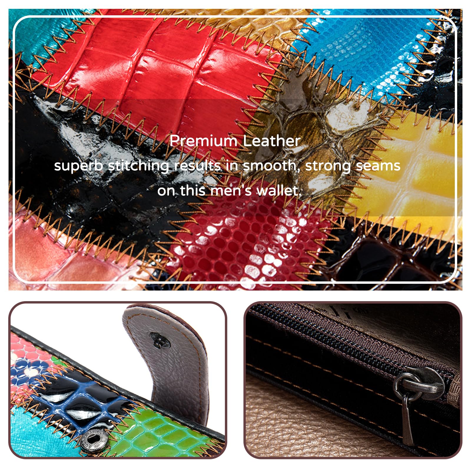 Cartera Mujer Colorido Monedero Cartera de Piel Auténtica Gran Capacidad Billetero Wallet