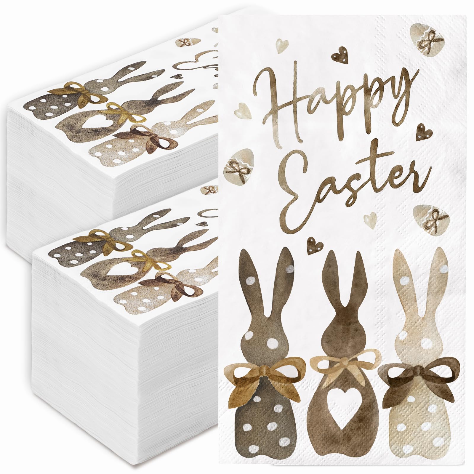 AnyDesign 100 Pack Easter Guest Napkins Bunny Print Paper Dinner Napkins Happy Easter Decorative Disposable Hand Napkins for Party Tableware Supplies, 13 x 15.7 Inch