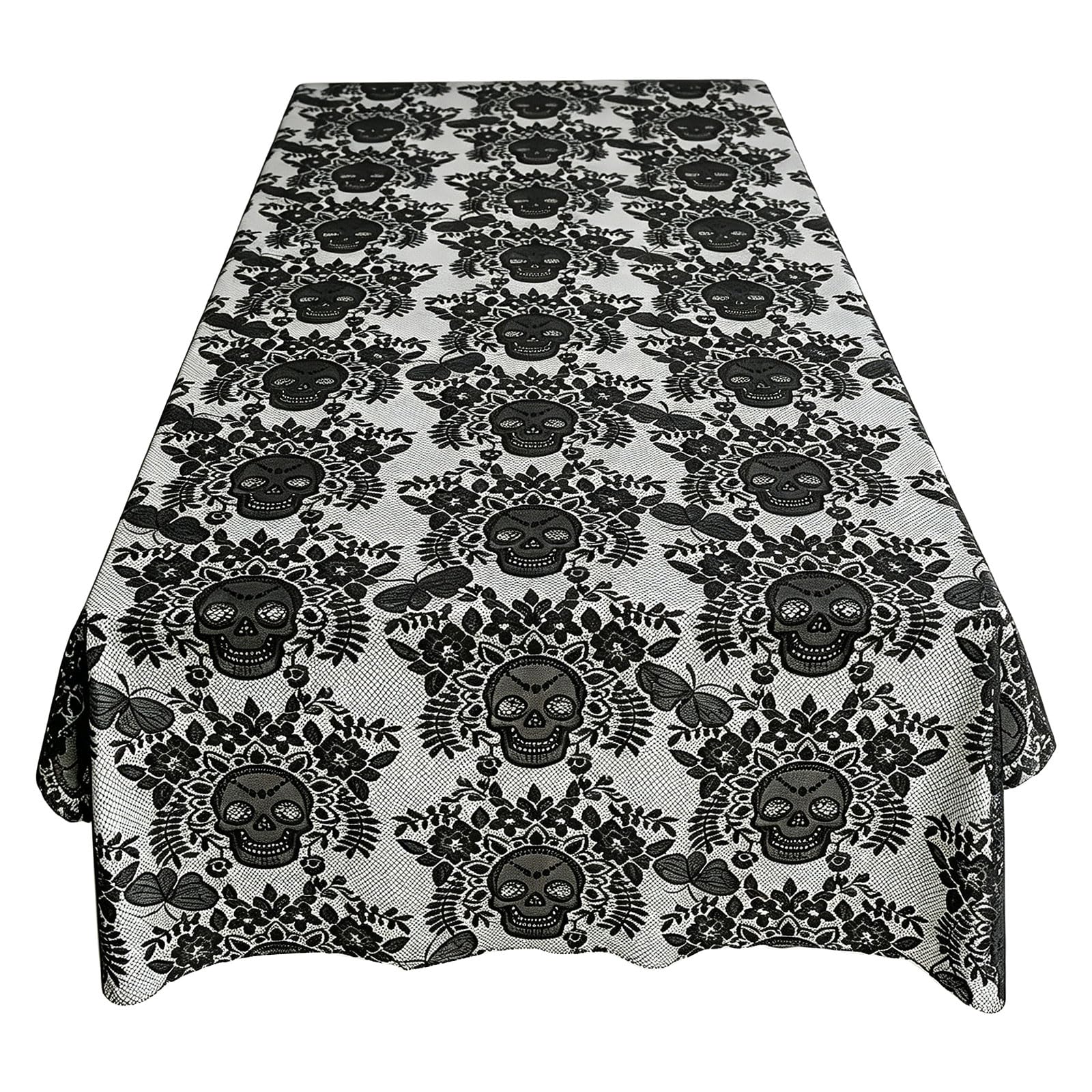 Kaeltsyn Unique Black Embroidered Halloween Tablecloth Table Cover for Dinner Tables and Great for Theme Parties or Routine Use Black Halloween Tablecloth