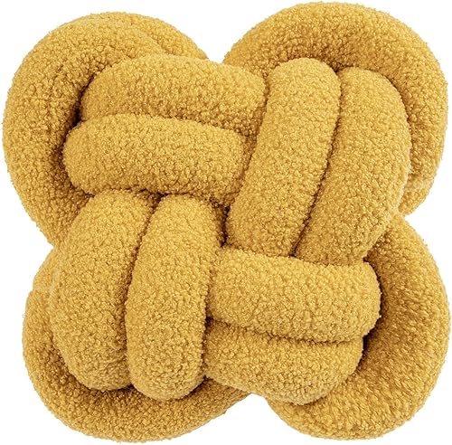 KUCCO - Almohada de nudo de lana de cordero de jengibre, 11.8 x 118 pulgadas, hecha a mano, cuadrada, con nudo de flor, cojín de flor de rosa, cojín