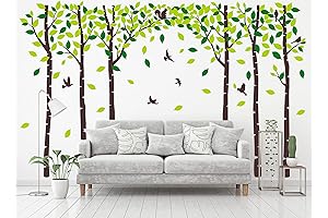 Six Birch, Pine Forest, City Tree Wall Decals for Classroom, Kids Room,...