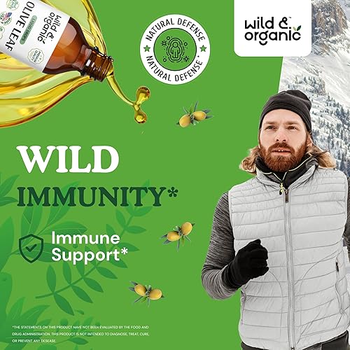 Miniatura 2 de Extracto líquido de hoja de olivo, suplemento orgánico de hoja de olivo para apoyo inmunológico, tintura vegana, sin alcohol, 2 onzas líquidas