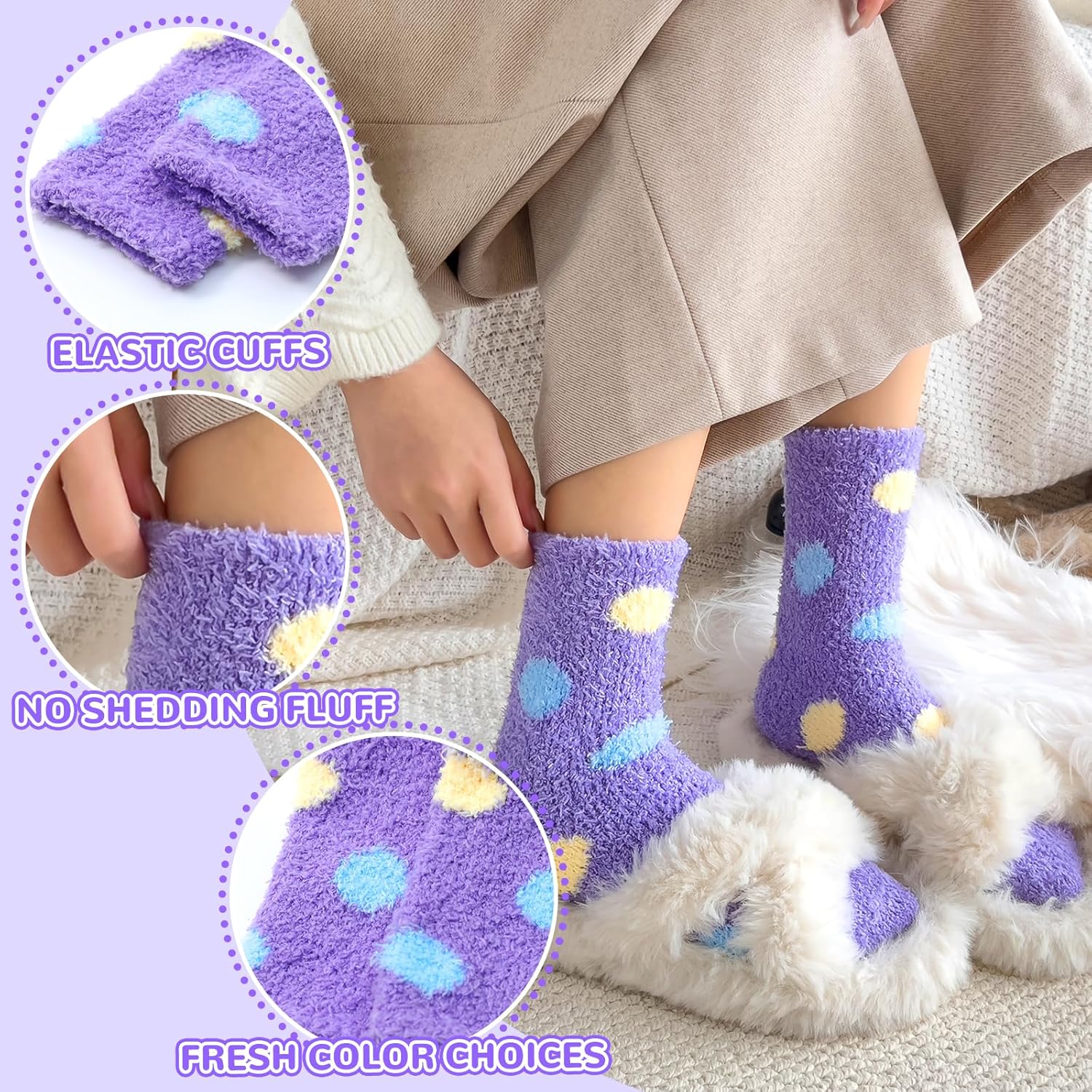 Fuzzy Socks for Women, Valentines Day Gift, Soft Warm Fluffy Cozy Socks for Fall Winter - Image 4