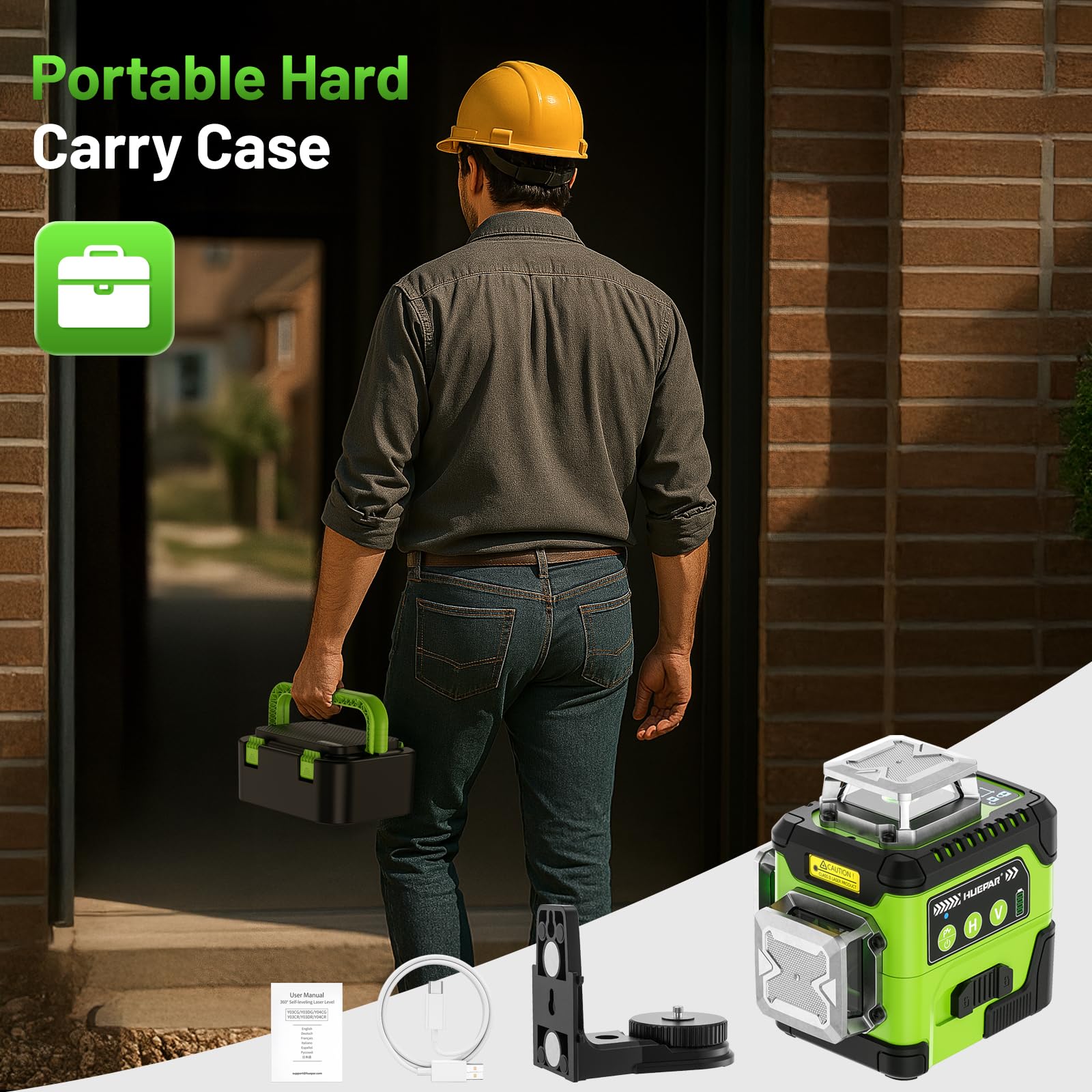 Huepar 360° Laser Level - Precise Angle & Easy Setup -9