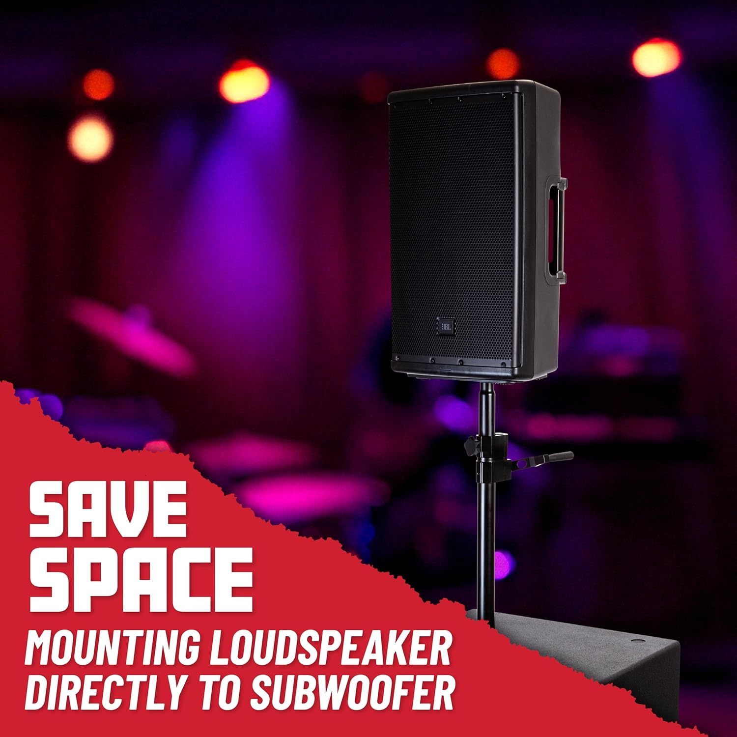 Gator Frameworks Sub Speaker Subwoofer Pole with Crank Operated Height Adjustment, Includes Adapter for 35mm & M20 Threaded Mounts (GFWSPKSUBCRNK)