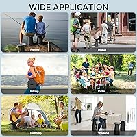 Vista 7 de Taburete plegable portátil mejorado 2025, taburete plegable, taburete de camping telescópico con capacidad de carga máxima de 485 libras, asiento