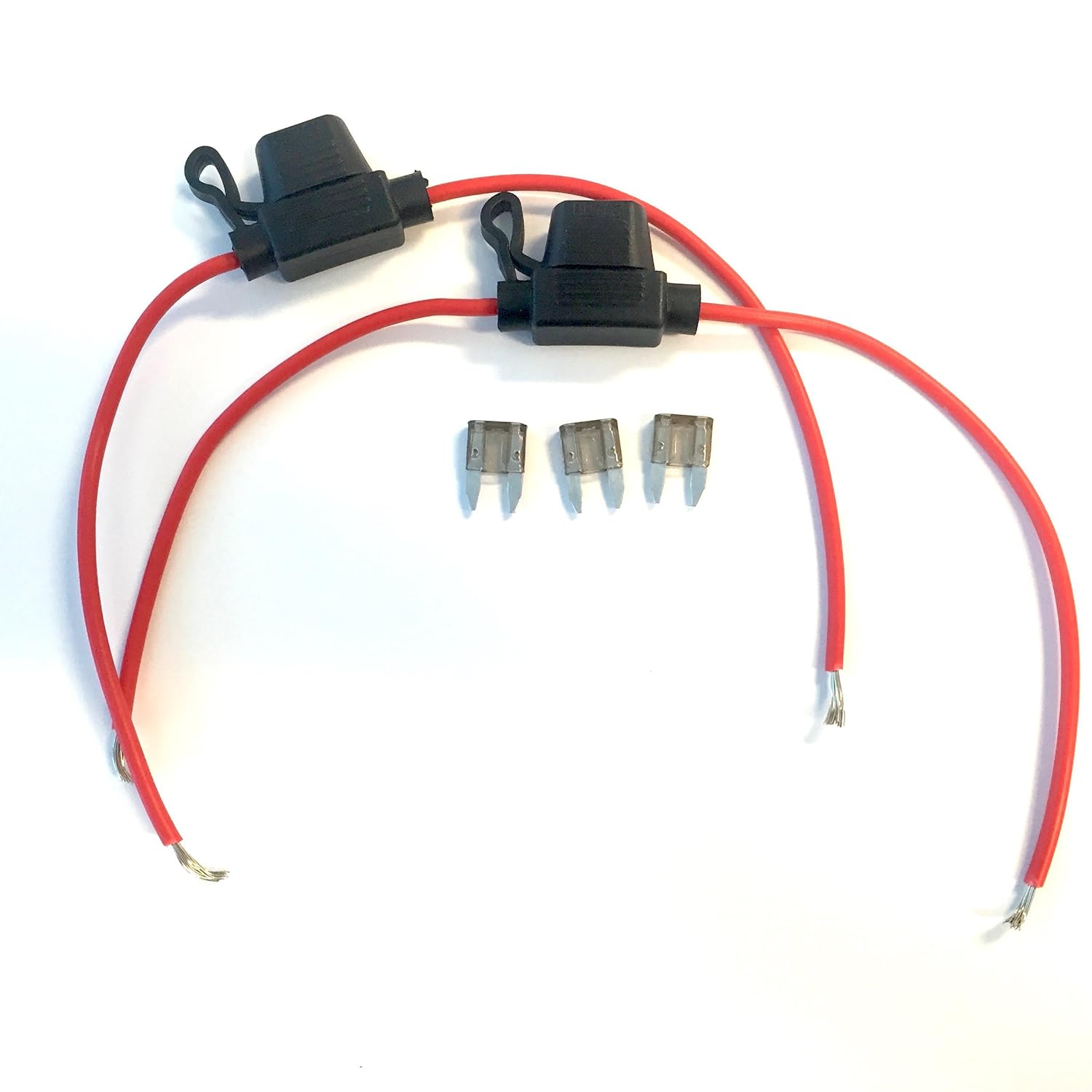 KO Fuse 2Amp Inline Blade Fuse Holder Set 16 Gauge Copper Wires + 3