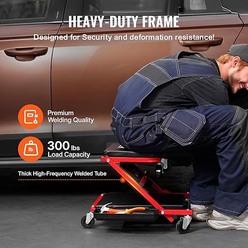 Miniatura 3 de VEVOR - Camilla plegable en Z para cochera, 36 pulgadas, capacidad de carga de 300 libras, taburete mecánico con 6 ruedas, bandeja de herramientas,