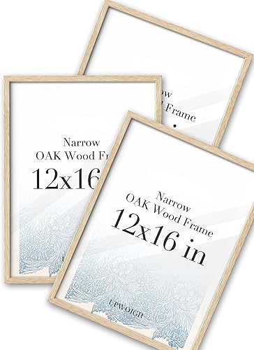 Marco de fotos de madera de roble de 12 x 16 pulgadas, marco minimalista de 12 x 16 pulgadas, marco de fotos de madera maciza natural para fotos e