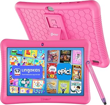 Contixo 10" Android Kids Tablet 32GB - Includes Exclusive Games and Educational Apps, Parental Controls, Kid-Proof Case with Kickstand & Stylus - Pink