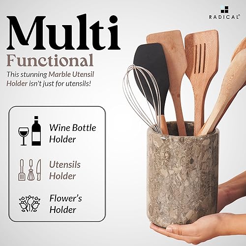 Miniatura 9 de Radicaln Soporte para utensilios de cocina de mármol, cuchara, encimera, negro, hecho a mano, juego de utensilios de cocina, organizador  5 pulgadas