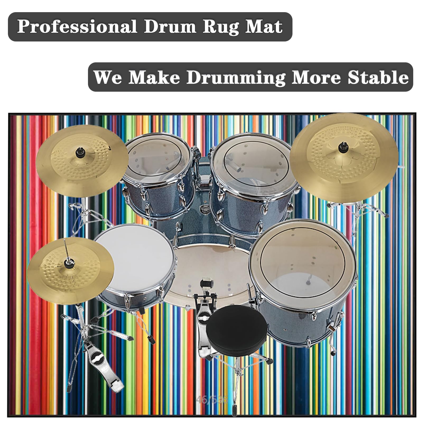 180 x 160 cm Tappeto per Batteria Insonorizzato, Tappeto Professionale per Batteria e Strumenti a Percussione Elettronici per Grancassa Rullante e Altri Strumenti, Tappeti Rettangolari Antiscivolo