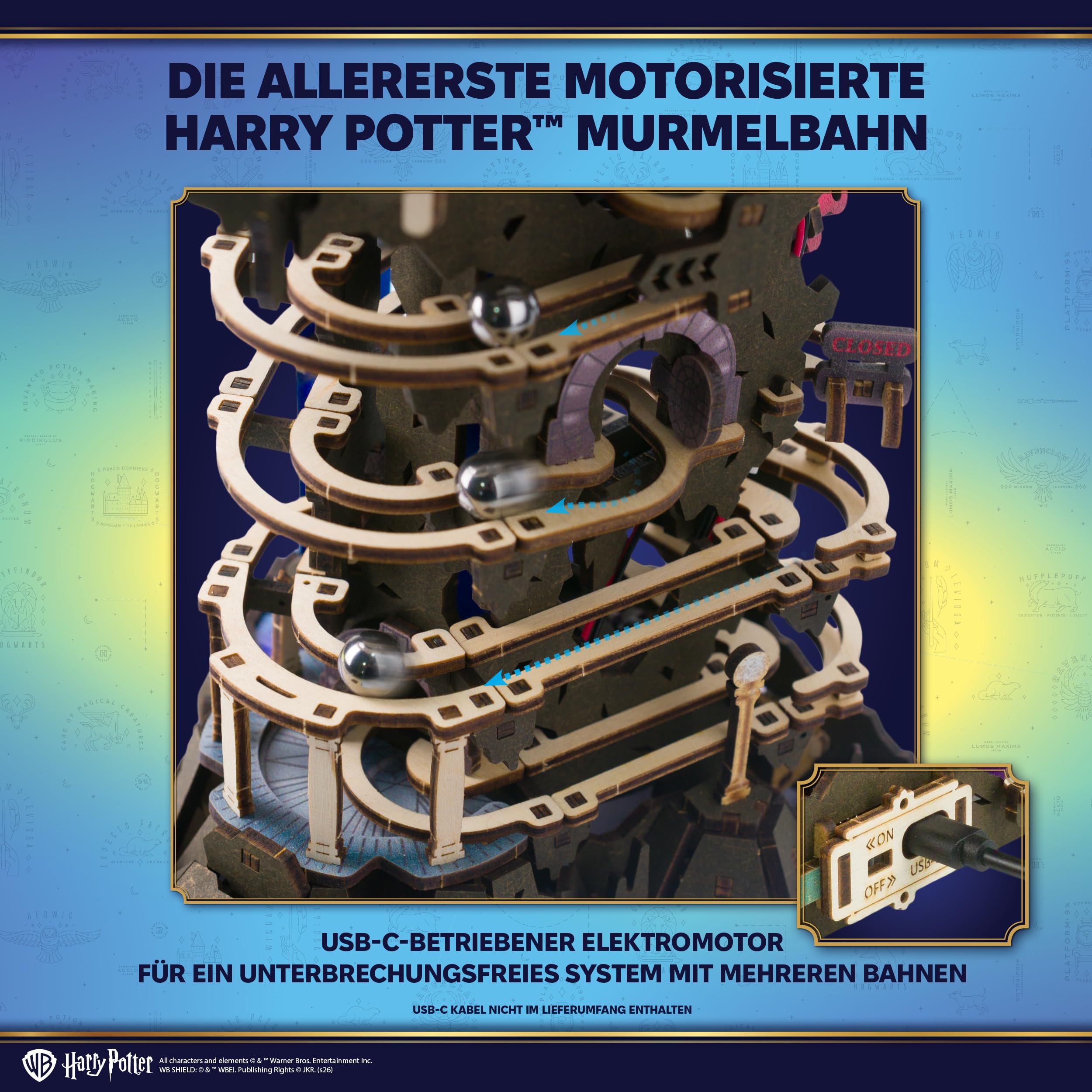 UGEARS Harry Potter Gringotts Bank Murmelbahn Holzpuzzle Erwachsene 3D - Motorisierter Modellbausatz Erwachsene mit LED Licht, DIY kreative Geschenkidee 3D Puzzle Modellbau und Bausätze für Männer
