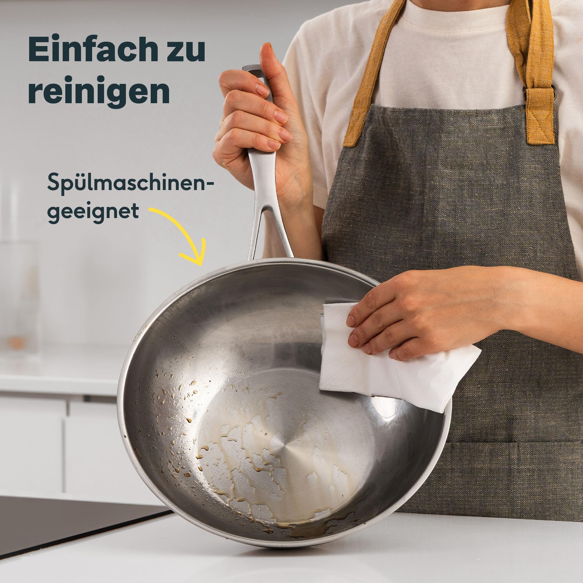 SILBERTHAL Wokpfanne Unbeschichtet Induktion 28 cm - Edelstahl Wok zum Frittieren und Braten- Für alle Herdarten - Backofenfest bis zu 400°C