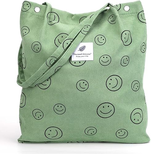 Vista 273 de Tote - Bolsa de hombro reutilizable de pana de gran capacidad con bolsillos interiores para mujeres y niñas Rayas