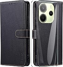 Case for Xiaomi Redmi Note 14 4G with Tempered Glass, Premium Leather Case Cover Wallet Flip Case Magnetic Flip Case – Black