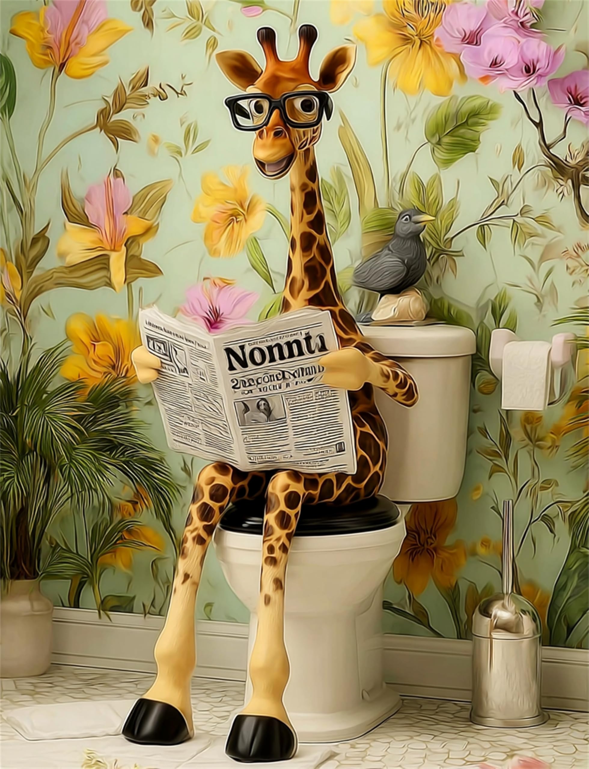 NZNANCHU Giraffe Paint by Numbers Kits for Adults,Toilet DIY Painting Kit on Canvas,Bathroom Color by Numbers,Large Adult Paint by Number for Wall Decor and Gifts