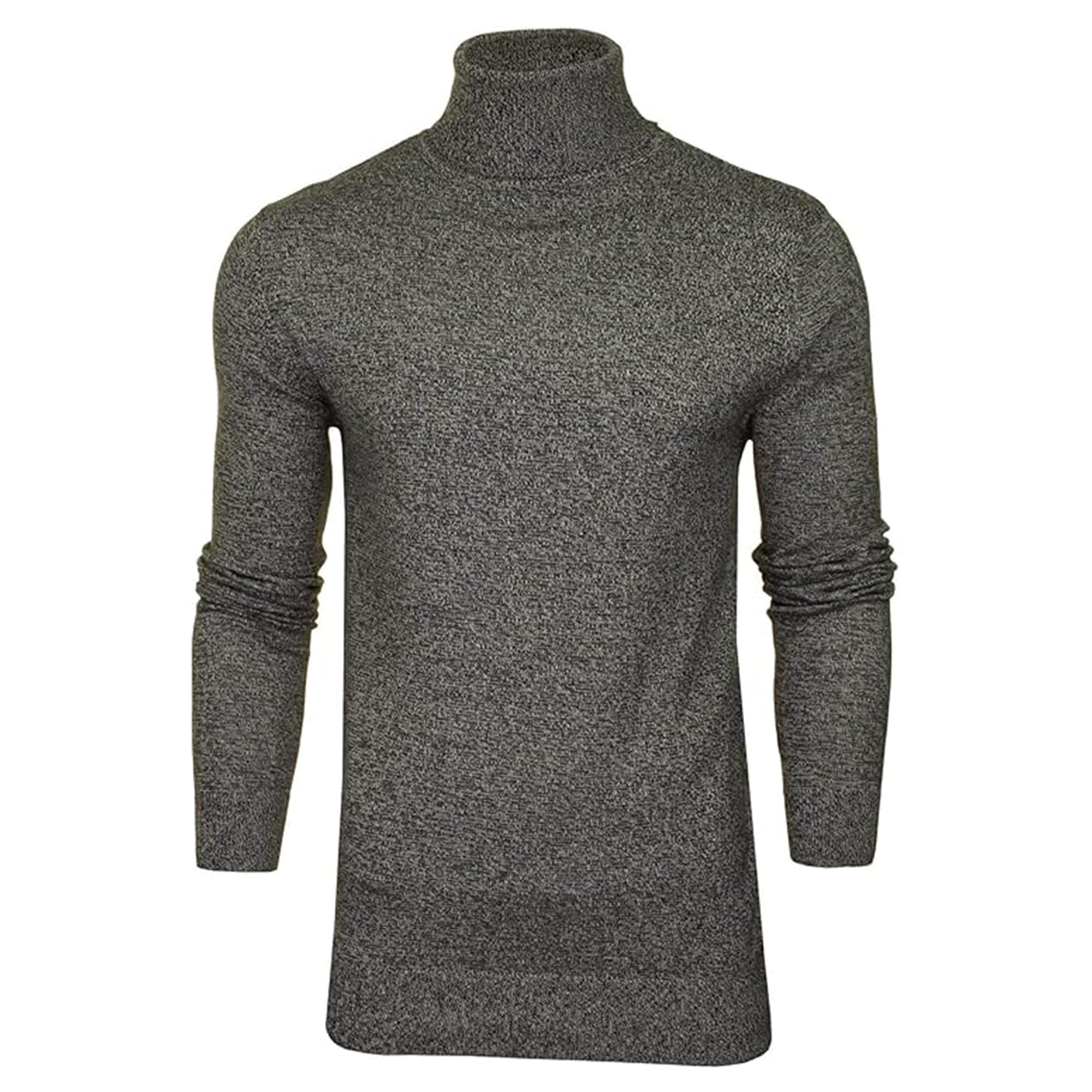 Brave Soul Men's Slate Hume Turtle Roll Neck Ribbed Trim Jumper