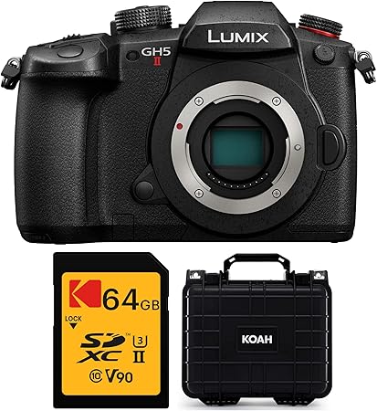 panasonic lumix gh5 ii mirrorless camera with live streaming body only with koah weatherproof hard case and 64gb v90 uhs ii sd card bundle 3 items