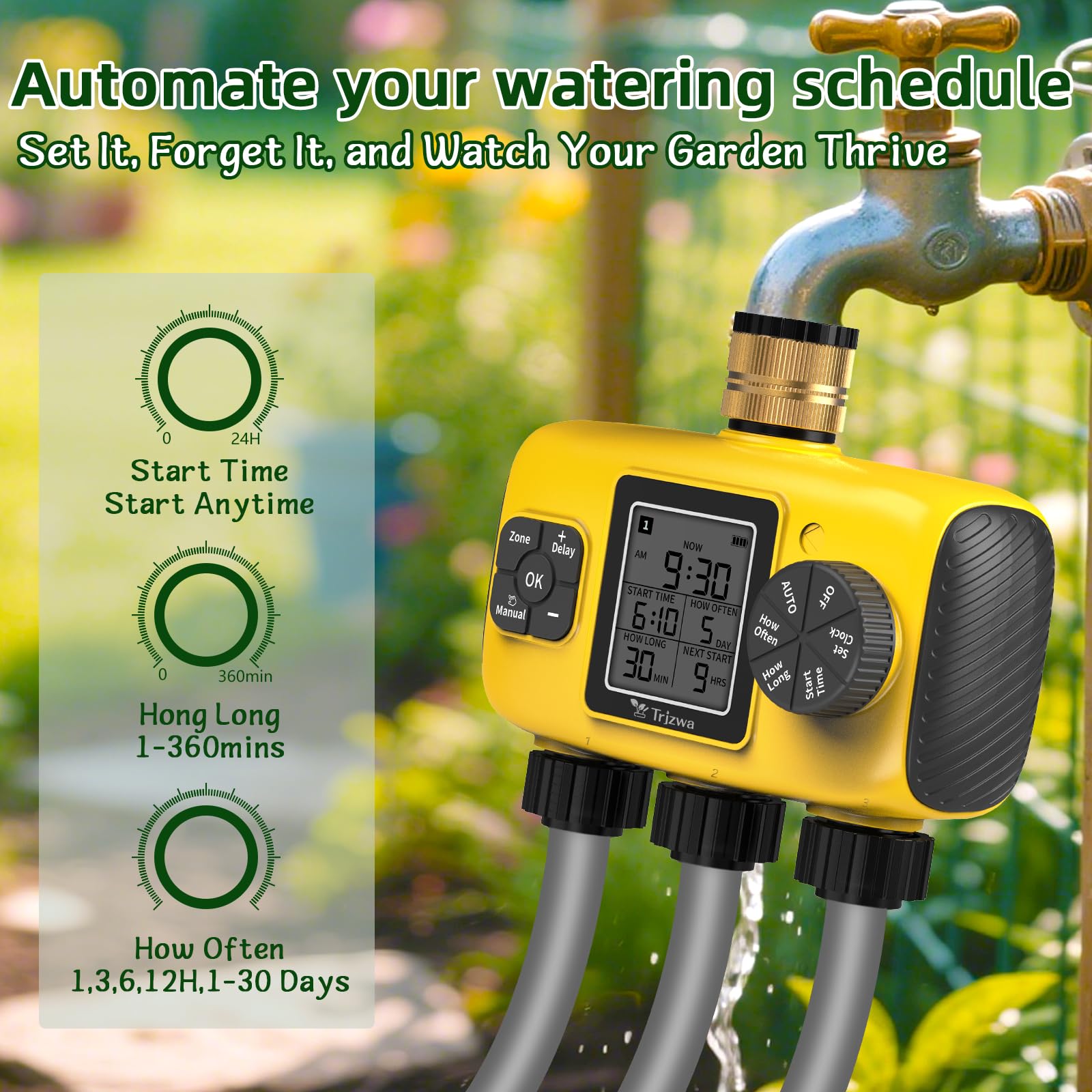 Programmateur Arrosage Automatique 3 Sorties IP55 Jardin