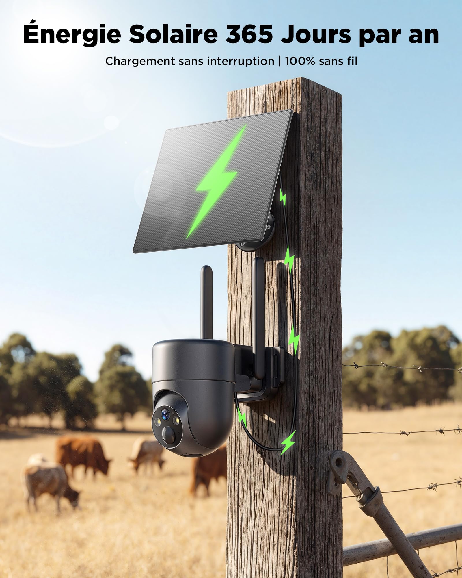 4G LTE Camera Surveillance Solaire Exterieure sans Fil