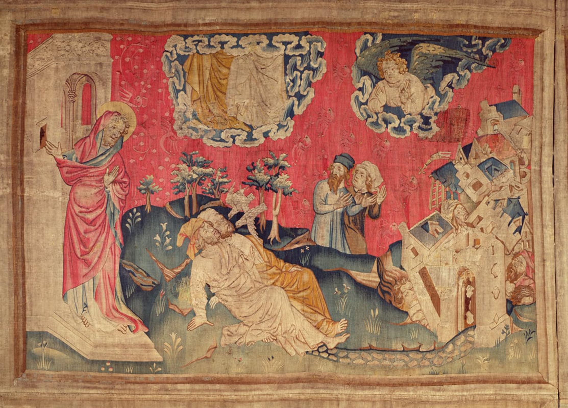 ARTXLXXBN Famous Painting Canvas Artwork Graffiti Print the Witnesses Resurrected From the Apocalypse of Angers by Nicolas Bataille Portrait Canvas Image for Home Decor 60x90cm