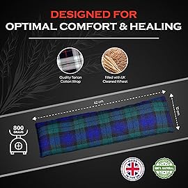 Microwavable Heating Pads for Winter Warmth, Back, Stomach & Head Comfort - Kalore Soft Cotton Tartan Neck Wrap - Even Heat Distribution Hot Compress Bag - Wheat Heat Pad XL - Unscented - Purple