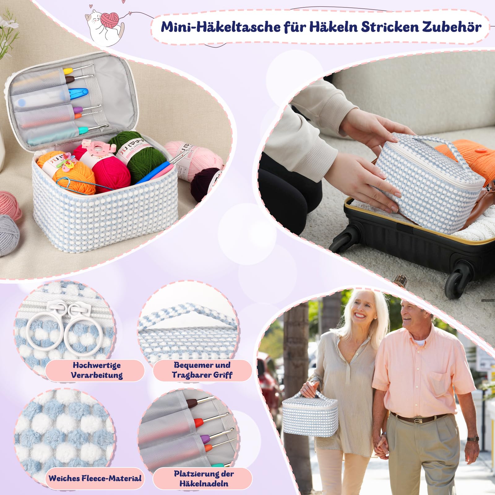 Kit Uncinetto Completo 70 Pezzi - Con Gomitoli, Aghi Ergonomici 0.6-6mm, Ideale Per Principianti E Hobby