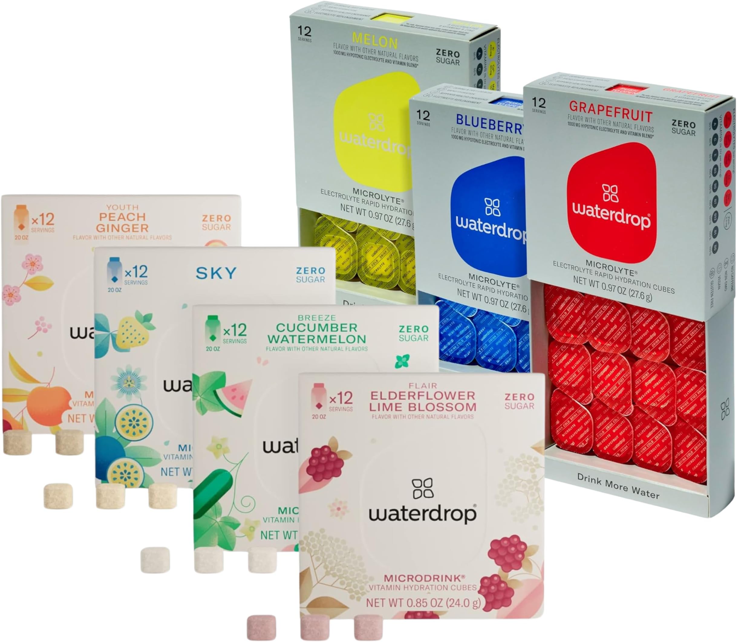 waterdrop Microlyte Electrolyte Tablets (36 Drops) + Microdrink Hydration Water Flavoring Cubes (48 Drops)