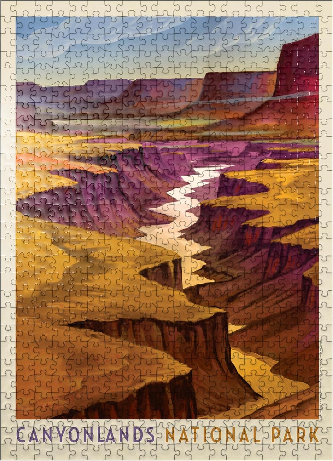 MyPuzzle Canyonlands National Park: River View, Vintage Poster - Premium 1000 Piece Jigsaw Puzzle for Adults