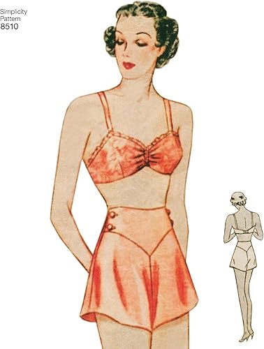 Miniatura 3 de Simplicity 1930's Fashion - Brasier y calzones vintage para mujer, patrones de costura, tallas 4-12