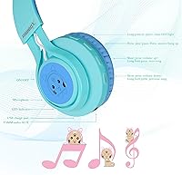 Vista 5 de Riwbox Kids Headphones, CT-7S Cat Ear Bluetooth Headphones with LED Light, 85dB Volume Limiting, Over Ear with Microphone for Laptop/PC/TV