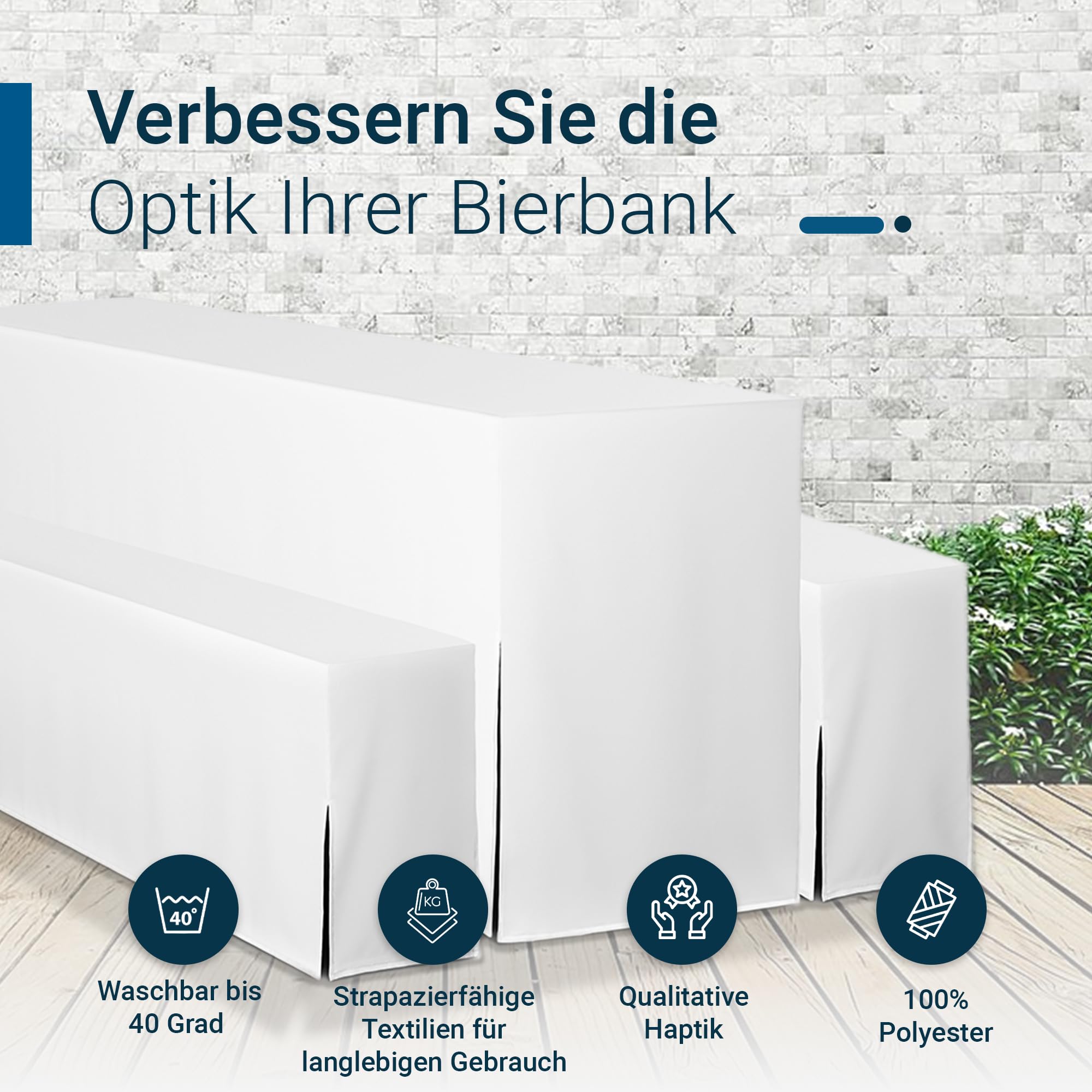 TexDeko® Hussen zestaw 3-częściowy do namiotu piwnego, zestaw 3-częściowy, nieprzezroczyste, wytrzymałe, 2 pokrowce na ławki piwne, 1 x pokrowiec na stół piwny, 220 x 60 cm, do zestawu do namiotu